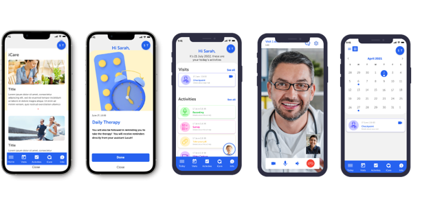 LucaH® shown on a phone, with the participant study schedule and diaries