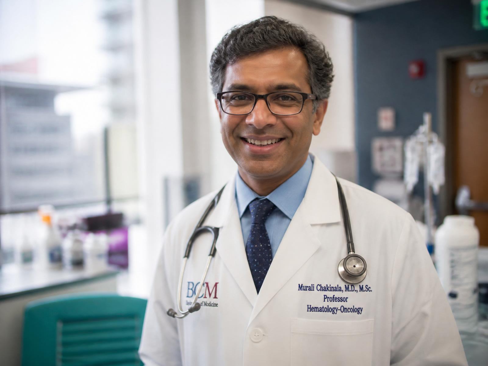 Principal investigator reviewing trial data on a connected device